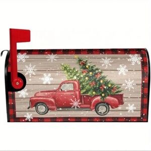Mailbox Cover - Vibrant Christmas Red Truck with Tree Design, NEW, So Festive